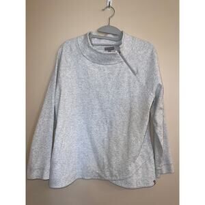 T by Talbots activewear Gray, textured asymmetrical zipper pullover Size L